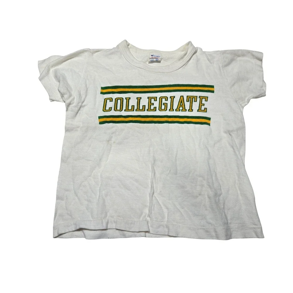 Champion Collegiate Graphic T Shirt‎ Kids M 10 12 White
